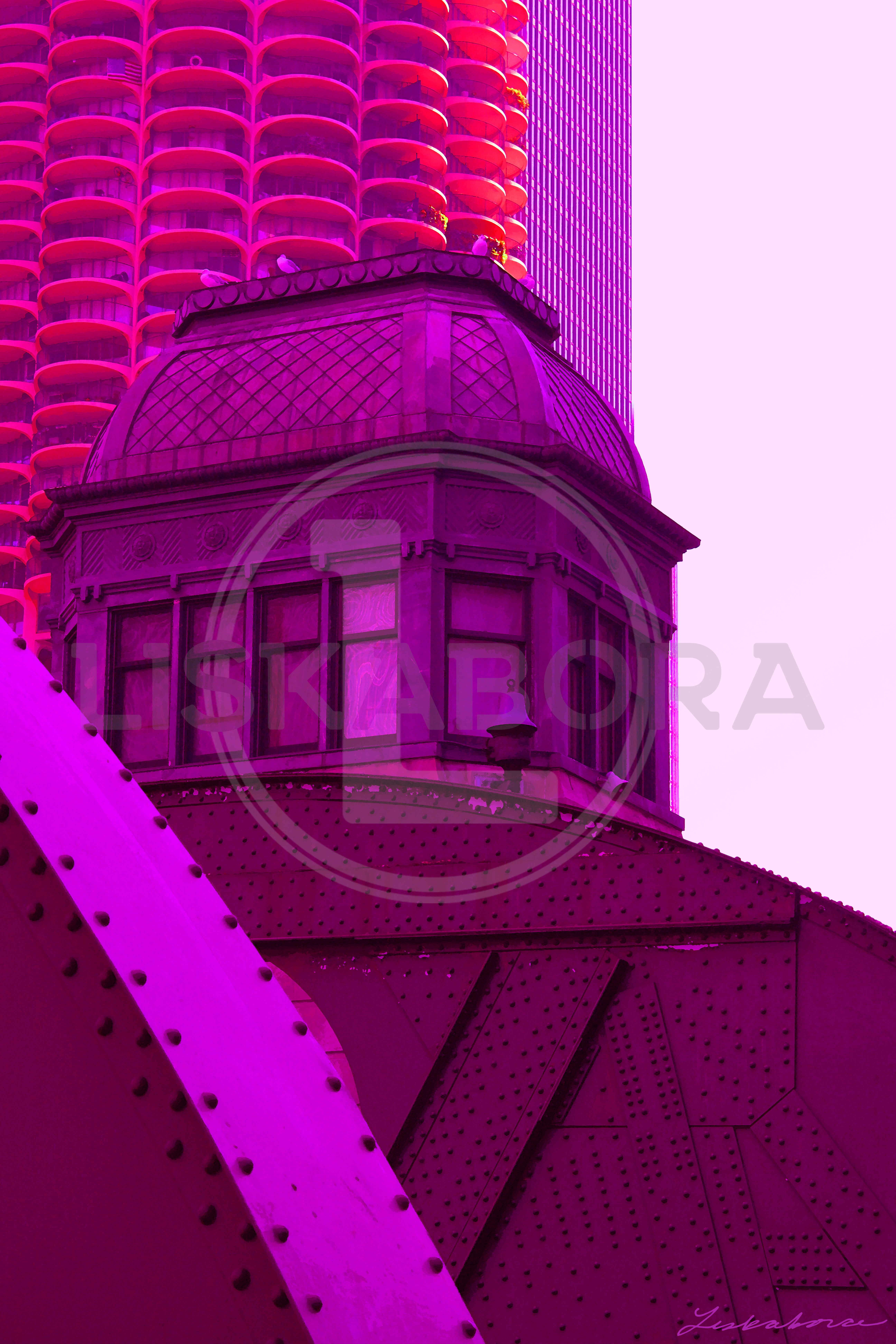Chicago in Purple - Architectural Art