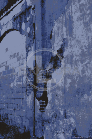 Rustic Crumbling Wall In Blue Architectural Photography