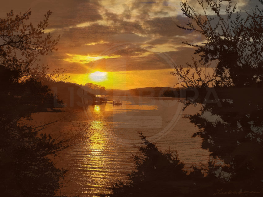 Sunset Over Lake Of The Ozarks - Digital Mixed Media Art